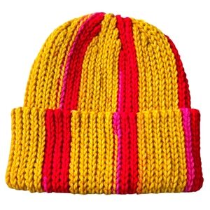 Sunflower Stripe Knit-look 90s beanie, Handmade By Me, Hand Embroidery, Ask Abou